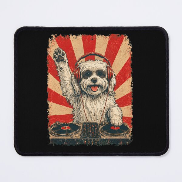 Item preview, Vintage DJ Maltese With Headphones Art Dog Owner designed and sold by DoodleTortle.