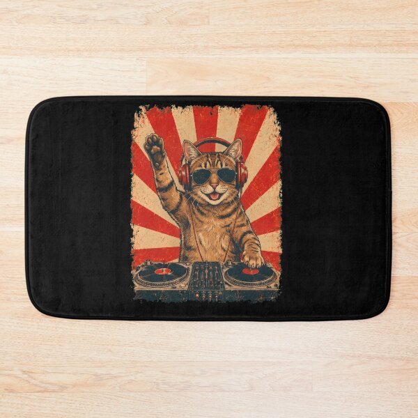 Item preview, Vintage DJ Manx With Headphones Art Cat Owner designed and sold by DoodleTortle.
