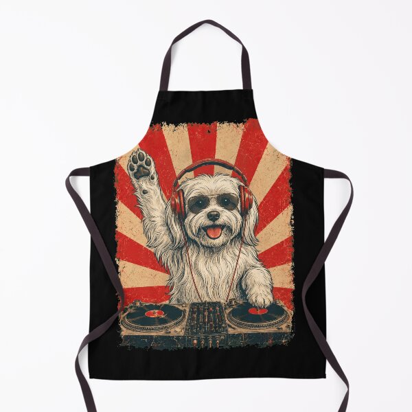 Item preview, Vintage DJ Maltese With Headphones Art Dog Owner designed and sold by DoodleTortle.