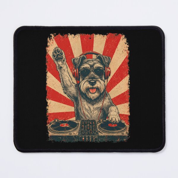 Item preview, Vintage DJ Miniature Schnauzer With Headphones Art Dog Owner designed and sold by DoodleTortle.