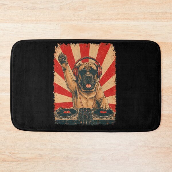 Item preview, Vintage DJ Mastiff With Headphones Art Dog Owner designed and sold by DoodleTortle.