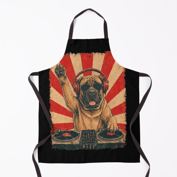 Item preview, Vintage DJ Mastiff With Headphones Art Dog Owner designed and sold by DoodleTortle.