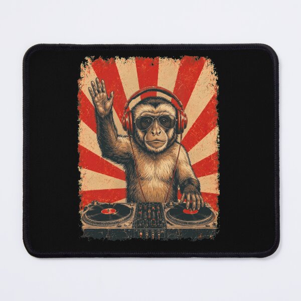 Item preview, Vintage DJ Monkey With Headphones Art Animal Lover designed and sold by DoodleTortle.
