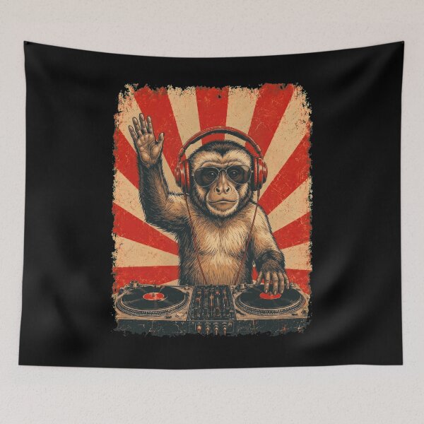 Item preview, Vintage DJ Monkey With Headphones Art Animal Lover designed and sold by DoodleTortle.