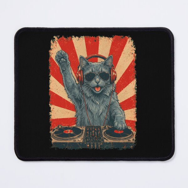 Item preview, Vintage DJ Nebelung With Headphones Art Cat Owner designed and sold by DoodleTortle.