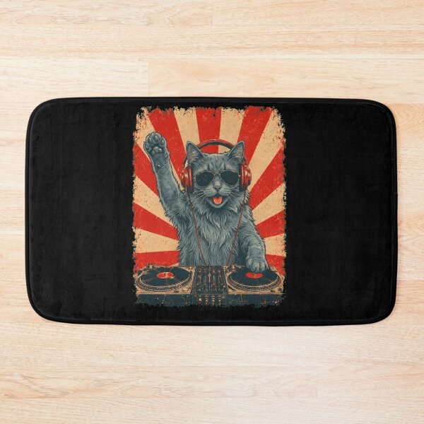 Item preview, Vintage DJ Nebelung With Headphones Art Cat Owner designed and sold by DoodleTortle.