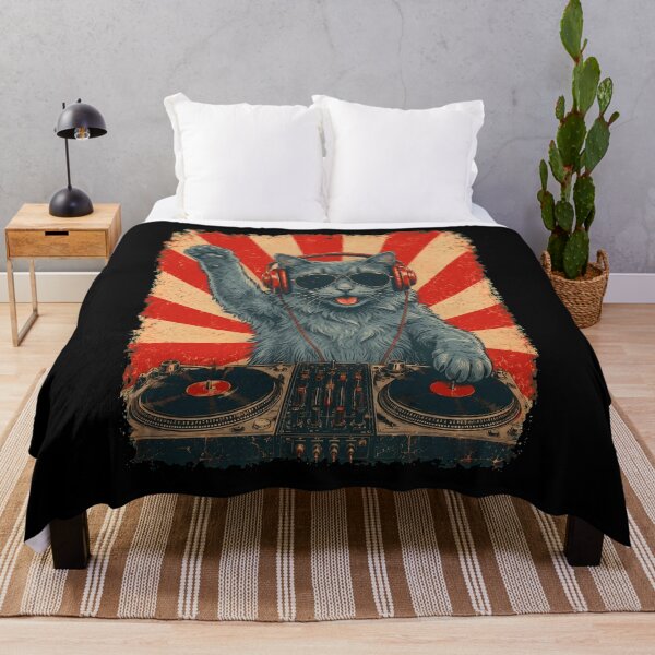 Item preview, Vintage DJ Nebelung With Headphones Art Cat Owner designed and sold by DoodleTortle.
