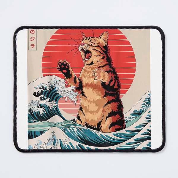 Item preview, Catzilla-Cat-Japanese-Anime-Art-Funny-Orange-Tabby-Cat-Lover-T-Shirt designed and sold by RKdrawings.
