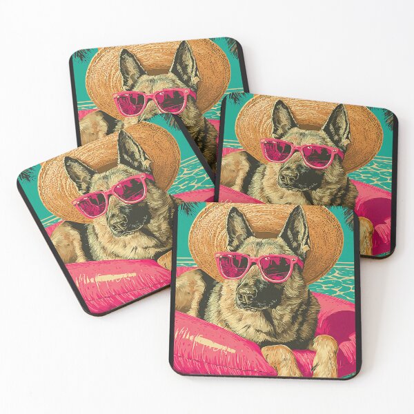 Item preview, German Shepherd with Sunglasses Cute Dog Tropical Pool Party  designed and sold by Littermin.