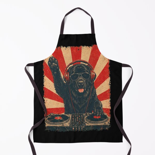 Item preview, Vintage DJ Newfoundland With Headphones Art Dog Owner designed and sold by DoodleTortle.