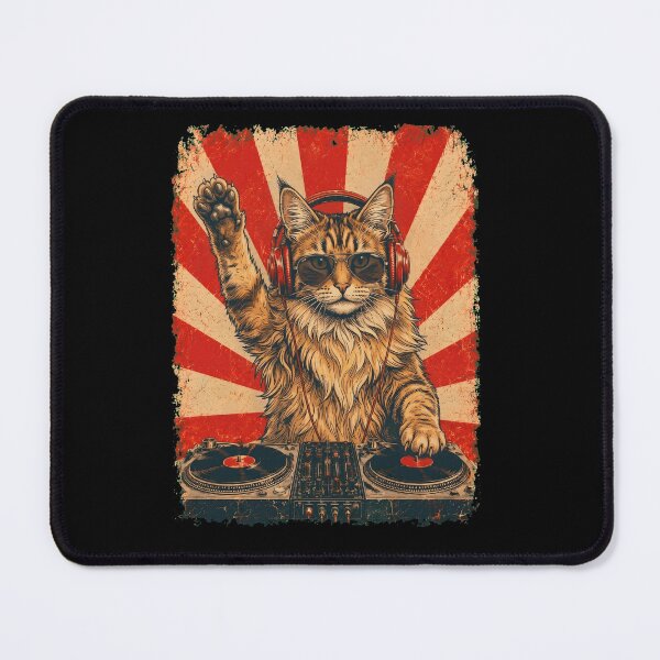 Item preview, Vintage DJ Norwegian Forest With Headphones Art Cat Owner designed and sold by DoodleTortle.