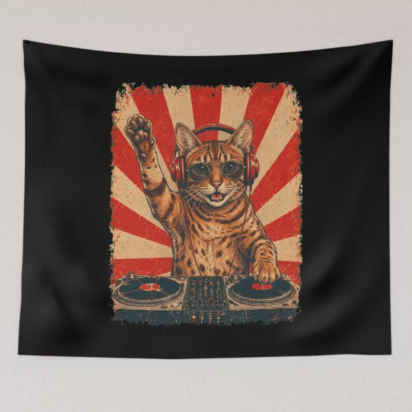 Item preview, Vintage DJ Ocicat With Headphones Art Cat Owner designed and sold by DoodleTortle.