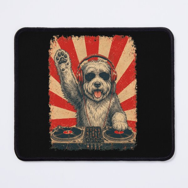 Item preview, Vintage DJ Old English Sheepdog With Headphones Art Dog Owner designed and sold by DoodleTortle.