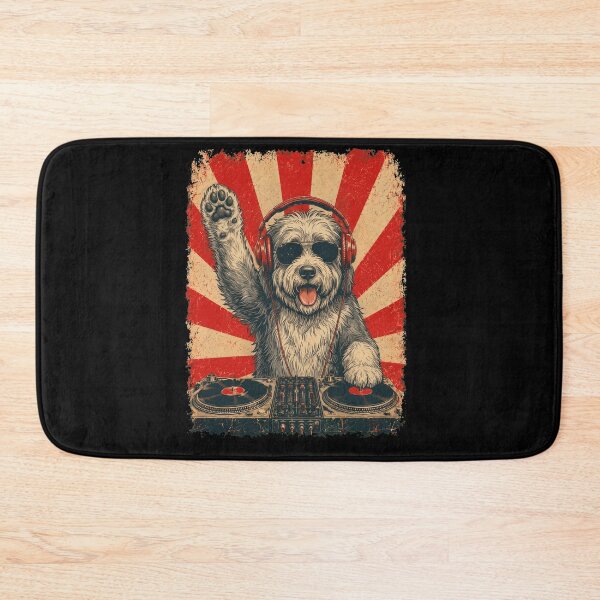 Item preview, Vintage DJ Old English Sheepdog With Headphones Art Dog Owner designed and sold by DoodleTortle.