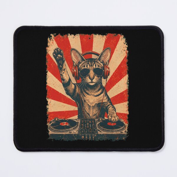 Item preview, Vintage DJ Oriental Shorthair With Headphones Art Cat Owner designed and sold by DoodleTortle.
