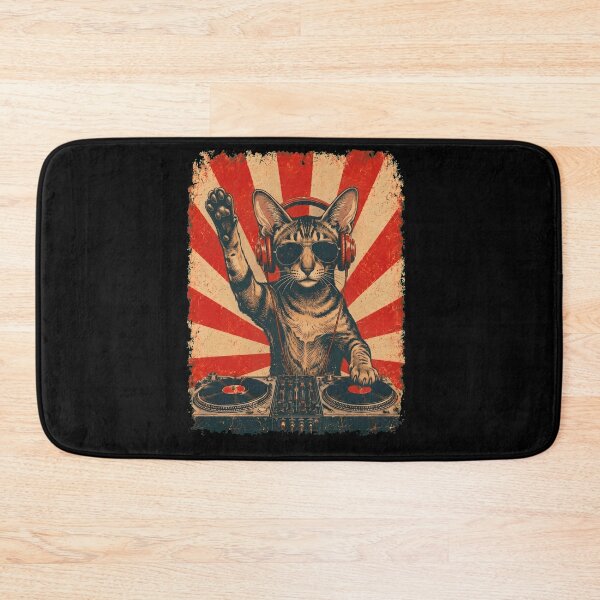 Item preview, Vintage DJ Oriental Shorthair With Headphones Art Cat Owner designed and sold by DoodleTortle.