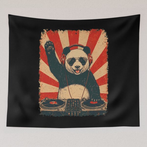 Item preview, Vintage DJ Panda With Headphones Art Animal Lover designed and sold by DoodleTortle.