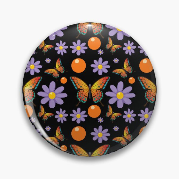 Item preview, Butterfly Floral Orange Purple Daisy Retro Seamless Pattern Boho Nature Art designed and sold by DERA RAY.