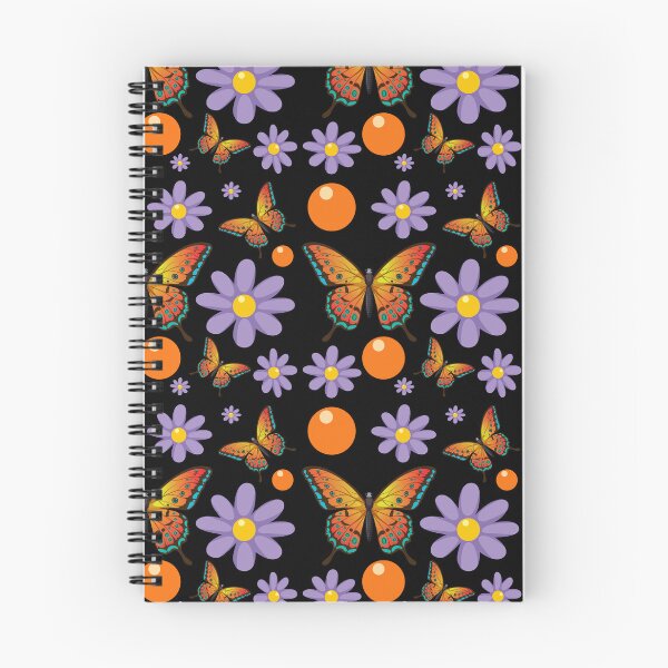 Item preview, Butterfly Floral Orange Purple Daisy Retro Seamless Pattern Boho Nature Art designed and sold by DERA RAY.