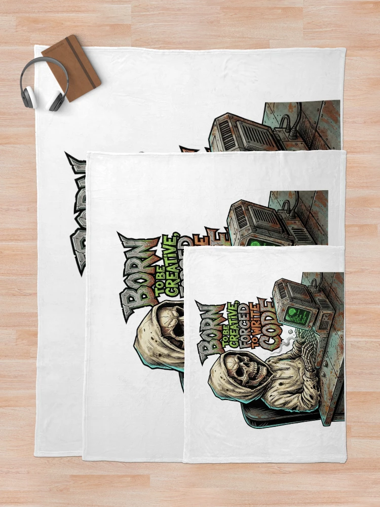 Thumbnail 5 of 6, Throw Blanket, Forced To Write Code designed and sold by SignalStatic.