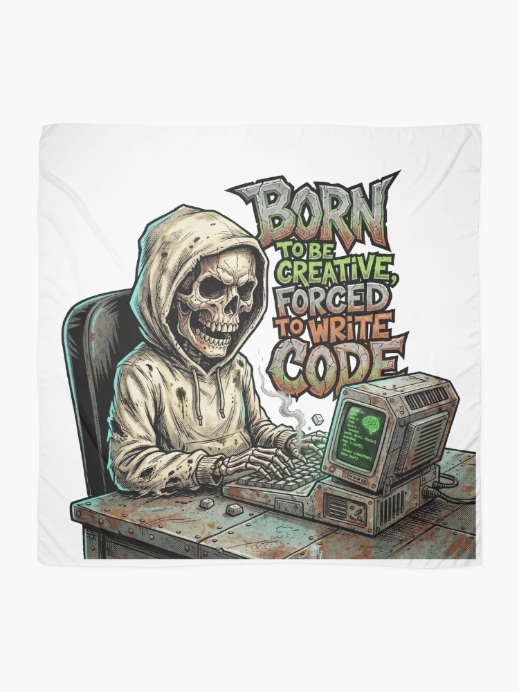 Thumbnail 2 of 3, Scarf, Forced To Write Code designed and sold by SignalStatic.