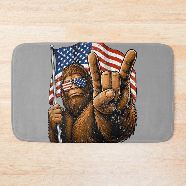 Item preview, Bigfoot Rock Patriotic Sasquatch American Flag 4th of July designed and sold by GreggRoss.