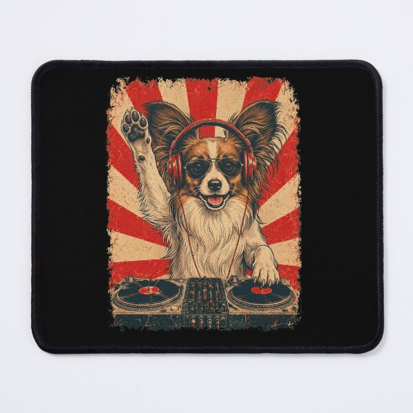Item preview, Vintage DJ Papillon With Headphones Art Dog Owner designed and sold by DoodleTortle.
