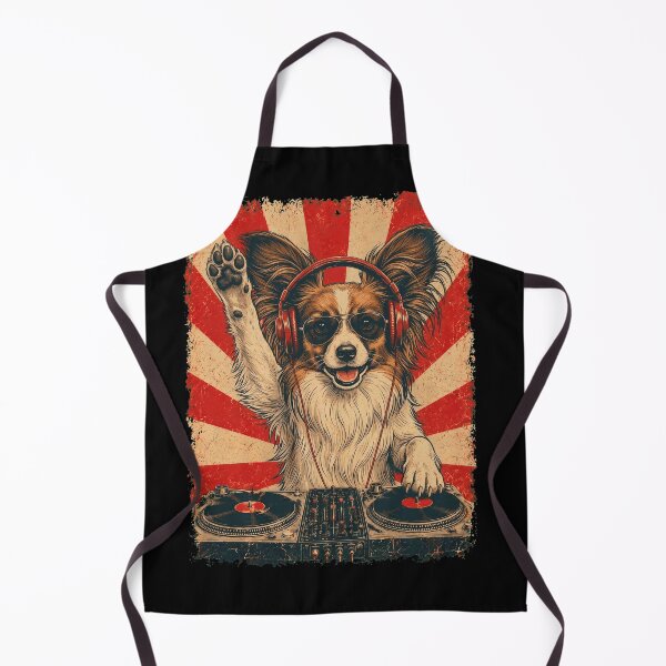 Item preview, Vintage DJ Papillon With Headphones Art Dog Owner designed and sold by DoodleTortle.