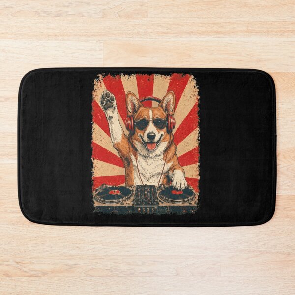 Item preview, Vintage DJ Pembroke Welsh Corgi With Headphones Art Dog Owner designed and sold by DoodleTortle.