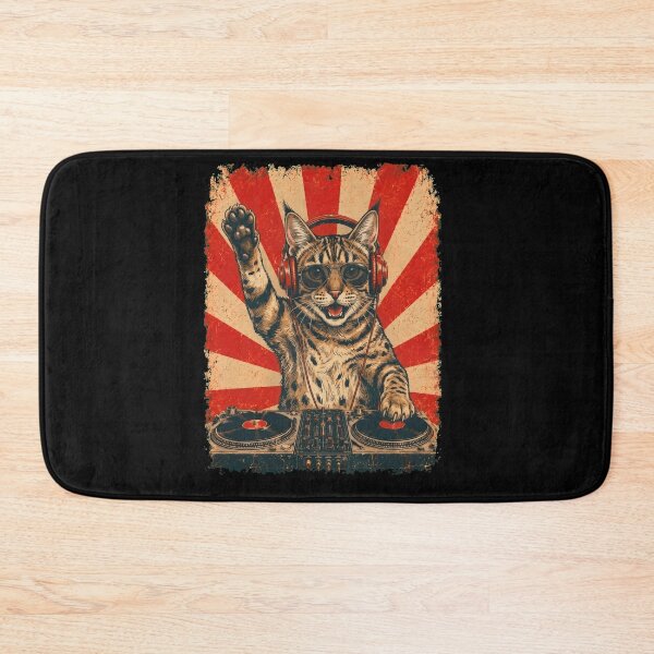Item preview, Vintage DJ Pixiebob With Headphones Art Cat Owner designed and sold by DoodleTortle.