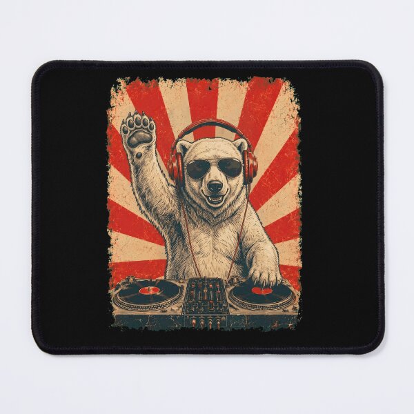 Item preview, Vintage DJ Polar Bear With Headphones Art Animal Lover designed and sold by DoodleTortle.