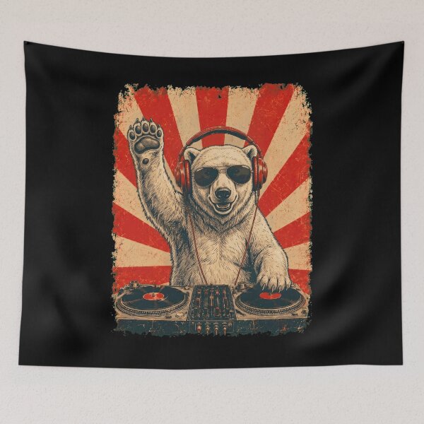 Item preview, Vintage DJ Polar Bear With Headphones Art Animal Lover designed and sold by DoodleTortle.
