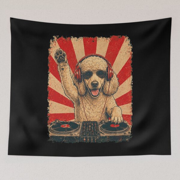 Item preview, Vintage DJ Poodle With Headphones Art Dog Owner designed and sold by DoodleTortle.