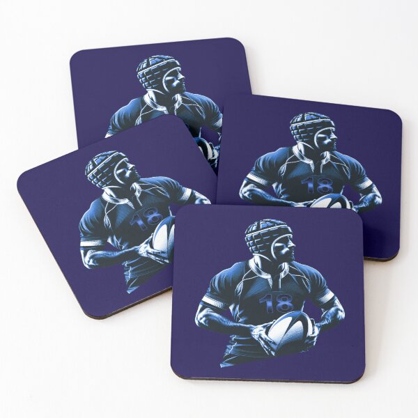 Item preview, Rugby football player jersey number 18, blue, dressed in action designed and sold by Kimenta Fashion.