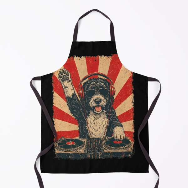 Item preview, Vintage DJ Portuguese Water Dog With Headphones Art Dog Owner designed and sold by DoodleTortle.