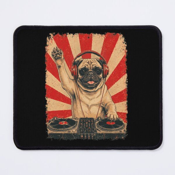 Item preview, Vintage DJ Pug With Headphones Art Dog Owner designed and sold by DoodleTortle.