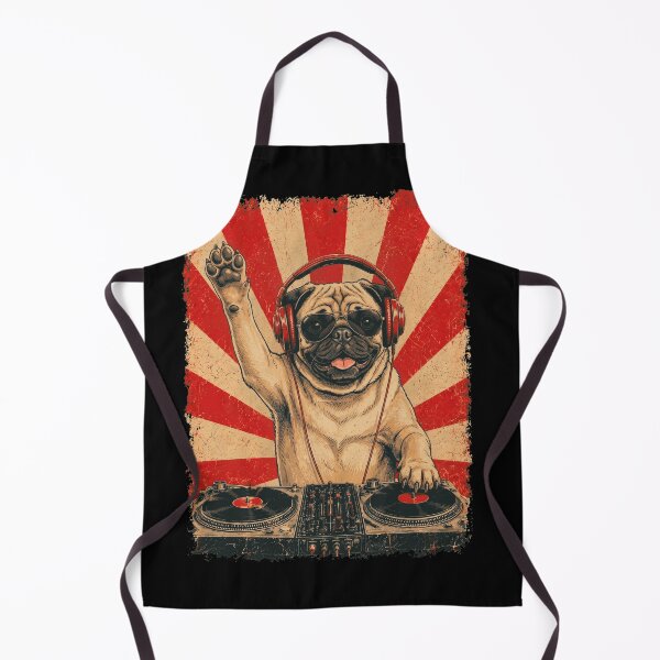Item preview, Vintage DJ Pug With Headphones Art Dog Owner designed and sold by DoodleTortle.