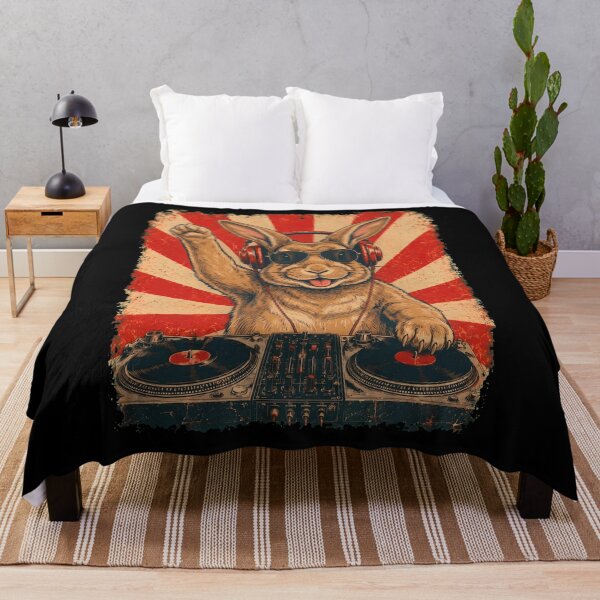 Item preview, Vintage DJ Rabbit With Headphones Art Animal Lover designed and sold by DoodleTortle.