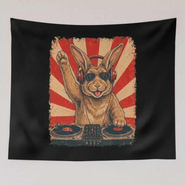 Item preview, Vintage DJ Rabbit With Headphones Art Animal Lover designed and sold by DoodleTortle.