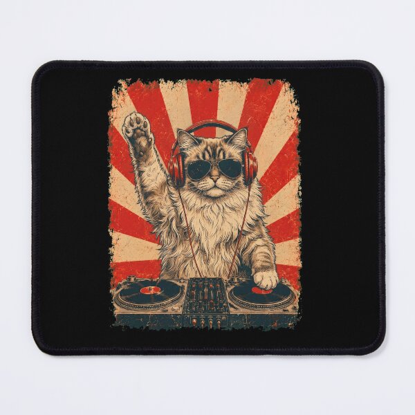 Item preview, Vintage DJ Ragamuffin With Headphones Art Cat Owner designed and sold by DoodleTortle.