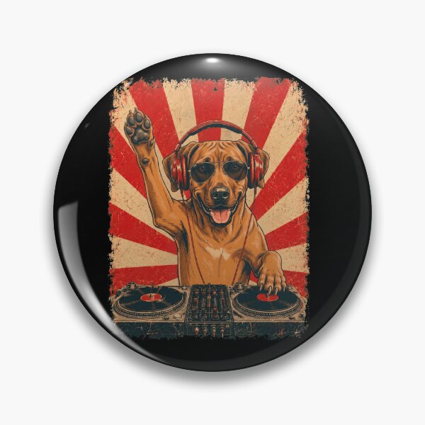 Item preview, Vintage DJ Rhodesian Ridgeback With Headphones Art Dog Owner designed and sold by DoodleTortle.