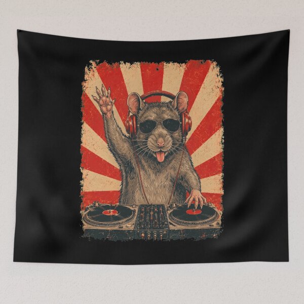 Item preview, Vintage DJ Rat With Headphones Art Animal Lover designed and sold by DoodleTortle.