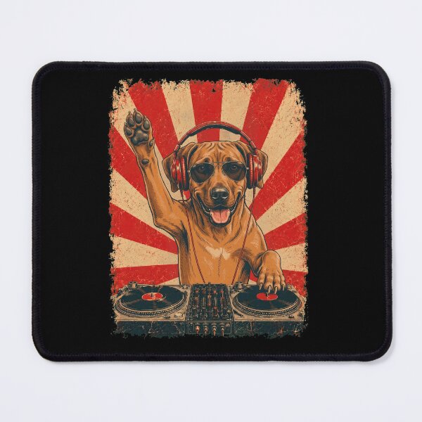 Item preview, Vintage DJ Rhodesian Ridgeback With Headphones Art Dog Owner designed and sold by DoodleTortle.