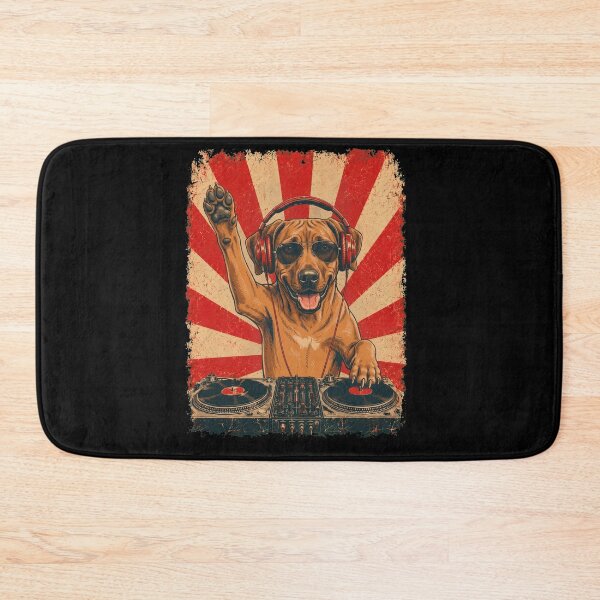 Item preview, Vintage DJ Rhodesian Ridgeback With Headphones Art Dog Owner designed and sold by DoodleTortle.
