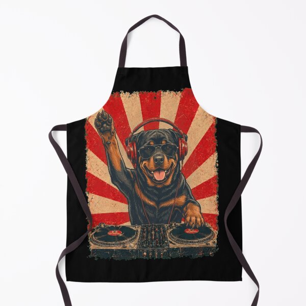 Item preview, Vintage DJ Rottweiler With Headphones Art Dog Owner designed and sold by DoodleTortle.