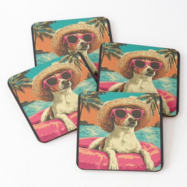 Item preview, Jack Russell with Sunglasses Cute Dog Tropical Pool Party designed and sold by Littermin.