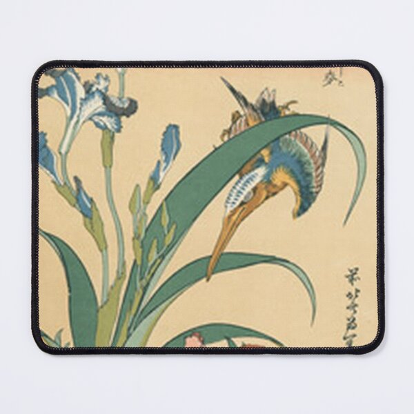 Item preview, Hokusai Kingfisher with Iris and Wild Pinks Vintage Ukiyo-e designed and sold by vekotpu.