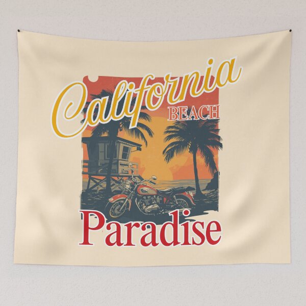 Item preview, California Beach Paradise – Retro Motorcycle Sunset designed and sold by SilverSeaBKK.