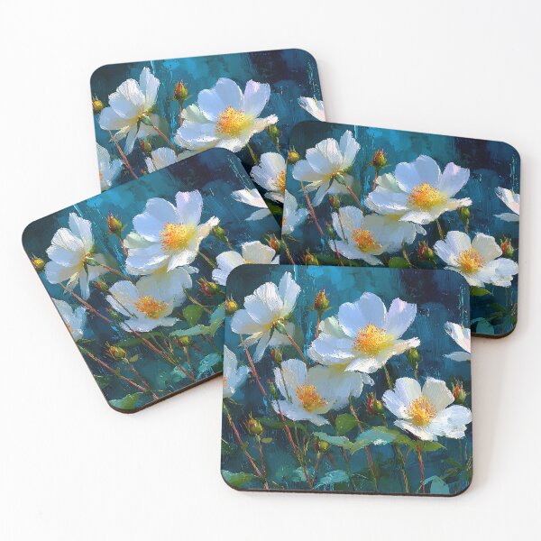 Item preview, Cherokee Rose Art, Georgia State Flower Teal Blue Floral Illustration designed and sold by daila70.