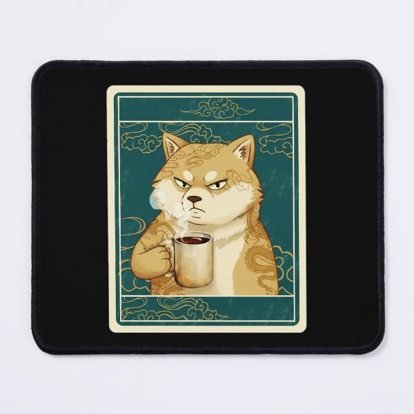 Item preview, Grumpy Shiba Inu Drinking Coffee In Retro Tattoo Style designed and sold by JordynLadukeg65.